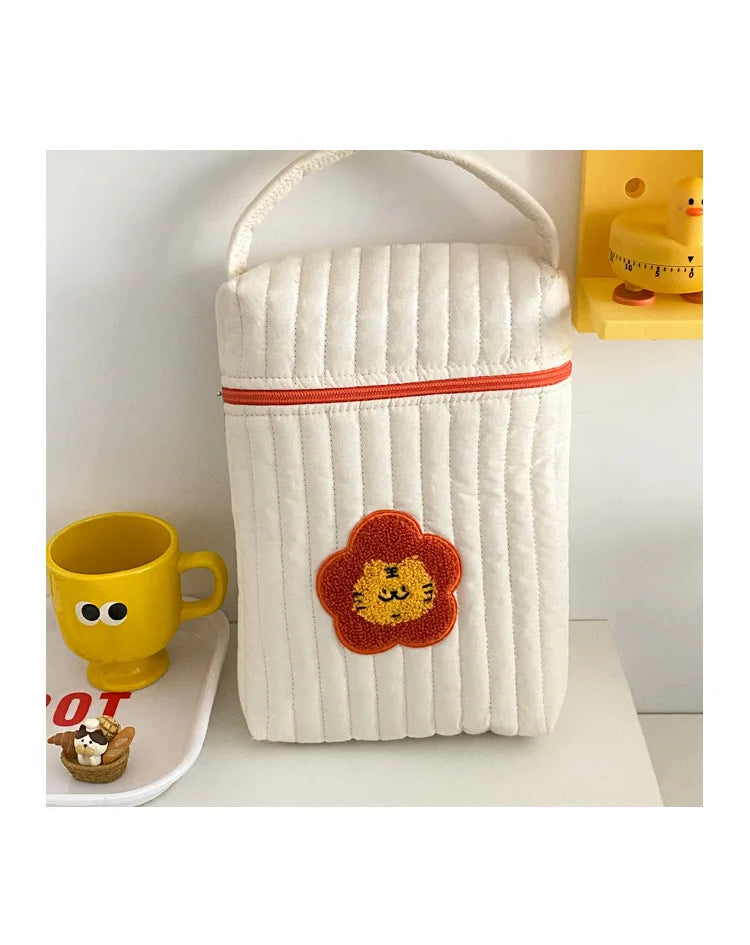 Tim-Jane Sac à langer bébé en coton motif ourson – Tote beige de maternité & organisateur à couches pour mamans avec fermeture éclair
