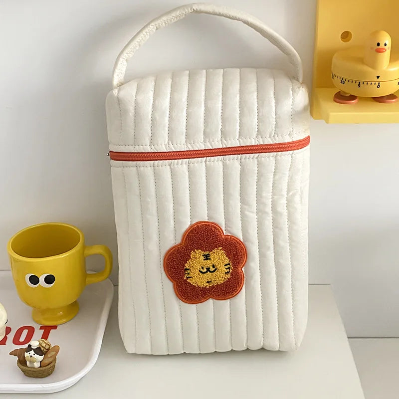 Tim-Jane Sac à langer bébé en coton motif ourson – Tote beige de maternité & organisateur à couches pour mamans avec fermeture éclair