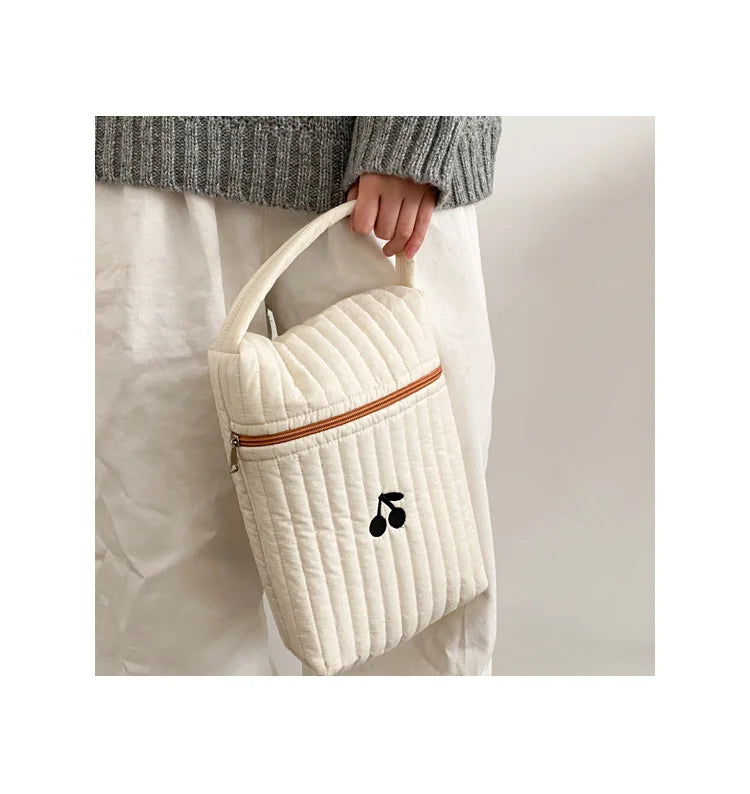 Tim-Jane Sac à langer bébé en coton motif ourson – Tote beige de maternité & organisateur à couches pour mamans avec fermeture éclair