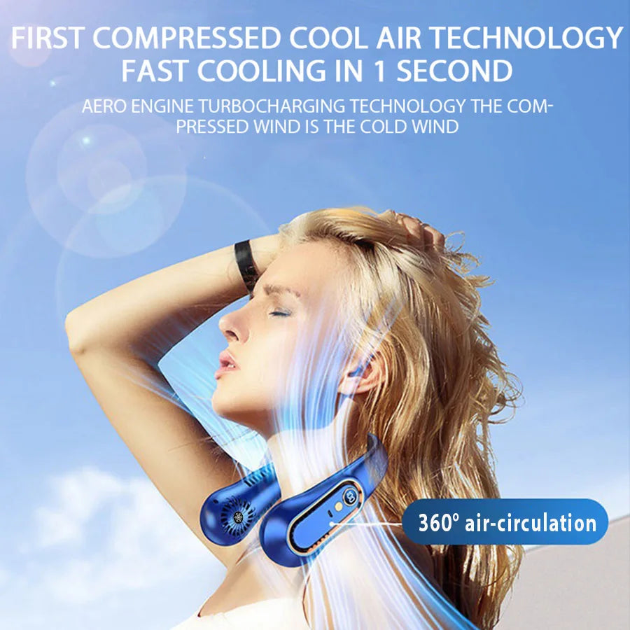 Portable Neck Fan, 5 Speeds, LED Screen, 360° Cooling, Quiet Wearable USB Fan for Travel Home Office