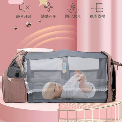 Tim-Jane Sac à dos pliable pour maman avec lit bébé intégré – Grand sac à langer et de maternité portable pour soins de nouveau-né