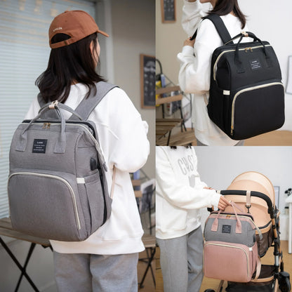 Tim-Jane Sac à dos pliable pour maman avec lit bébé intégré – Grand sac à langer et de maternité portable pour soins de nouveau-né