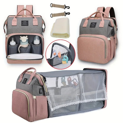Tim-Jane Sac à dos pliable pour maman avec lit bébé intégré – Grand sac à langer et de maternité portable pour soins de nouveau-né