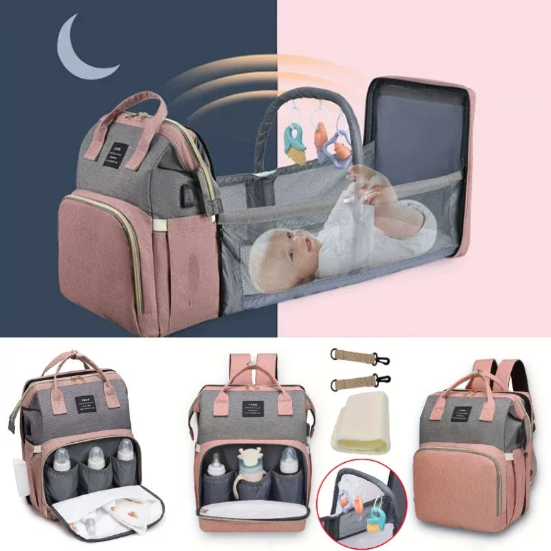 Tim-Jane Sac à dos pliable pour maman avec lit bébé intégré – Grand sac à langer et de maternité portable pour soins de nouveau-né