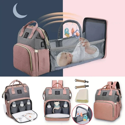 Tim-Jane Sac à dos pliable pour maman avec lit bébé intégré – Grand sac à langer et de maternité portable pour soins de nouveau-né