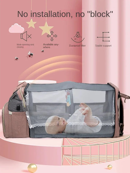Tim-Jane Sac à dos pliable pour maman avec lit bébé intégré – Grand sac à langer et de maternité portable pour soins de nouveau-né