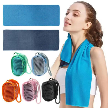 Summer Instant Cooling Ice Towel Ultra Absorbent Quick Dry Cold Sweat Towel Foldable Chilly Towel With Mesh Carry Pouch