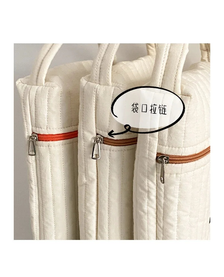 Tim-Jane Sac à langer bébé en coton motif ourson – Tote beige de maternité & organisateur à couches pour mamans avec fermeture éclair