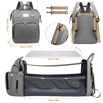 Tim-Jane Sac pliable pour maman avec lit bébé – Sac à dos à couches grande capacité à double bretelles avec rangement pour biberons