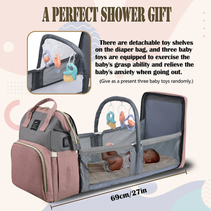 Tim-Jane Sac à dos pliable pour maman avec lit bébé intégré – Grand sac à langer et de maternité portable pour soins de nouveau-né