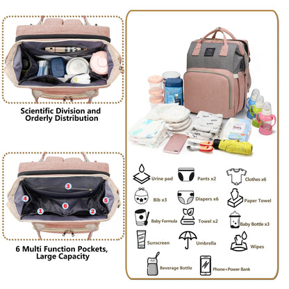 Tim-Jane Sac à dos pliable pour maman avec lit bébé intégré – Grand sac à langer et de maternité portable pour soins de nouveau-né