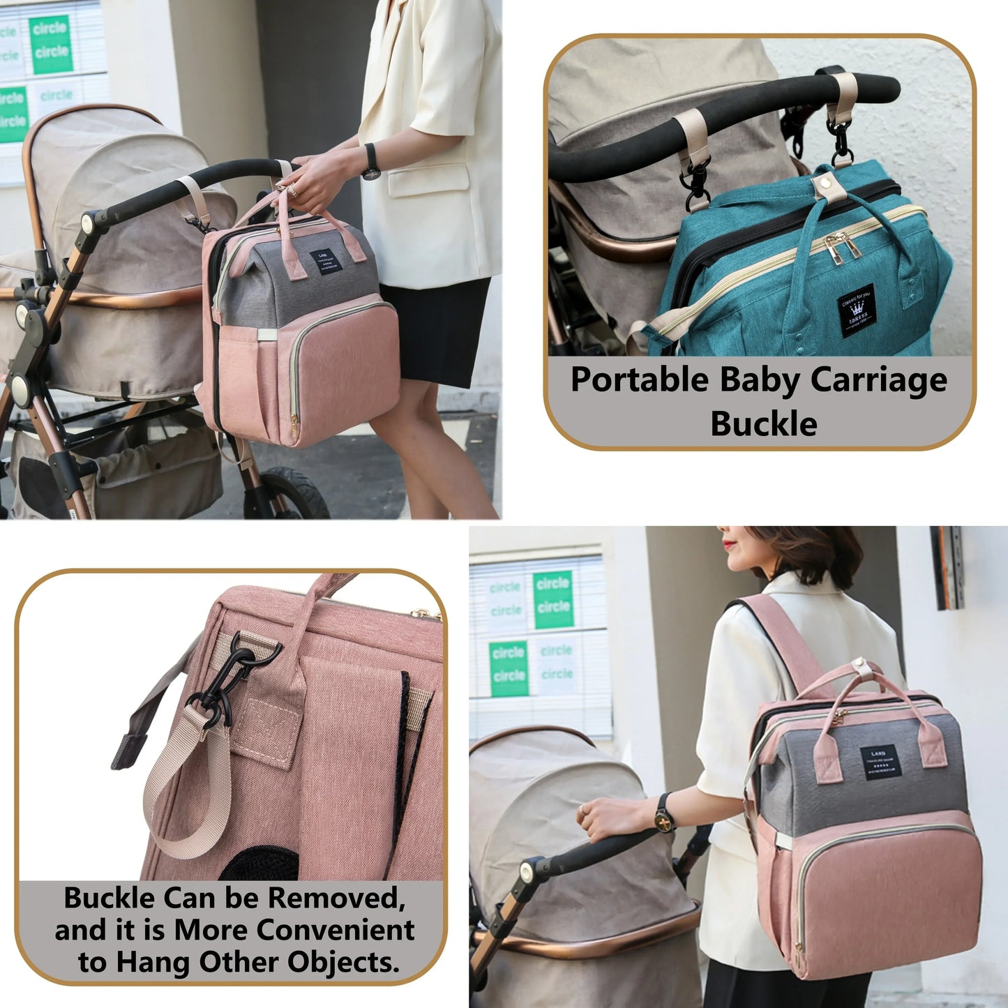 Tim-Jane Sac à dos pliable pour maman avec lit bébé intégré – Grand sac à langer et de maternité portable pour soins de nouveau-né
